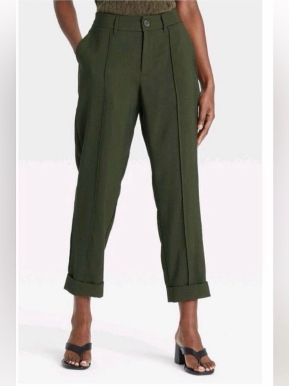 a new day Olive Green Pleated Chinos